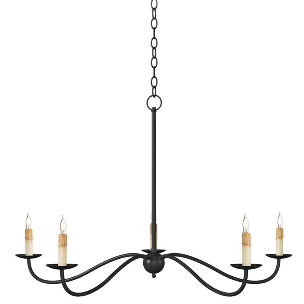 Aelle Small Candle Style Chandelier - Black, Wrought Iron