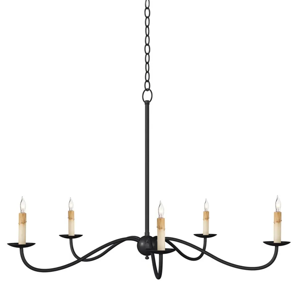 Aelle Small Candle Style Chandelier - Black, Wrought Iron