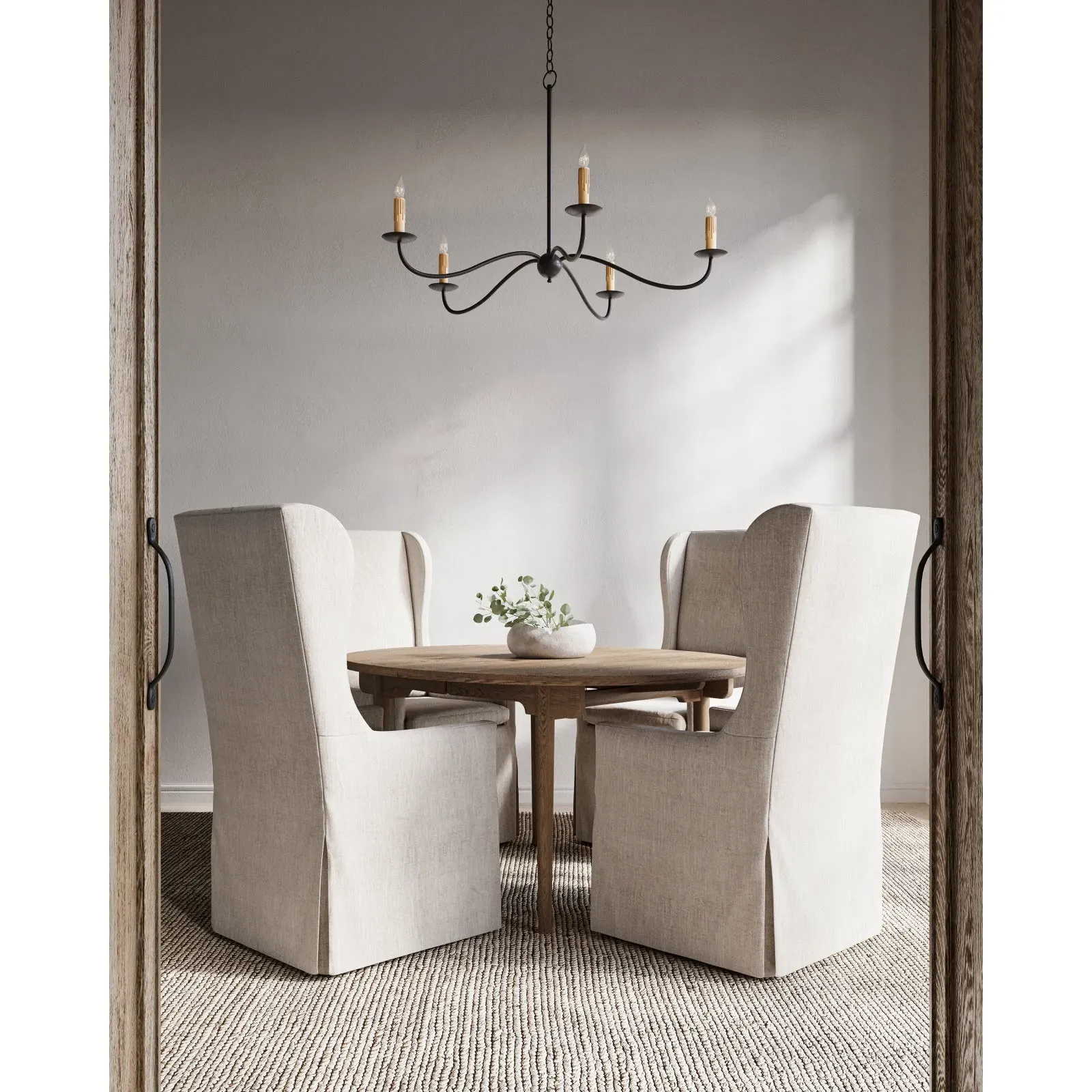 Aelle Small Candle Style Chandelier - Black, Wrought Iron