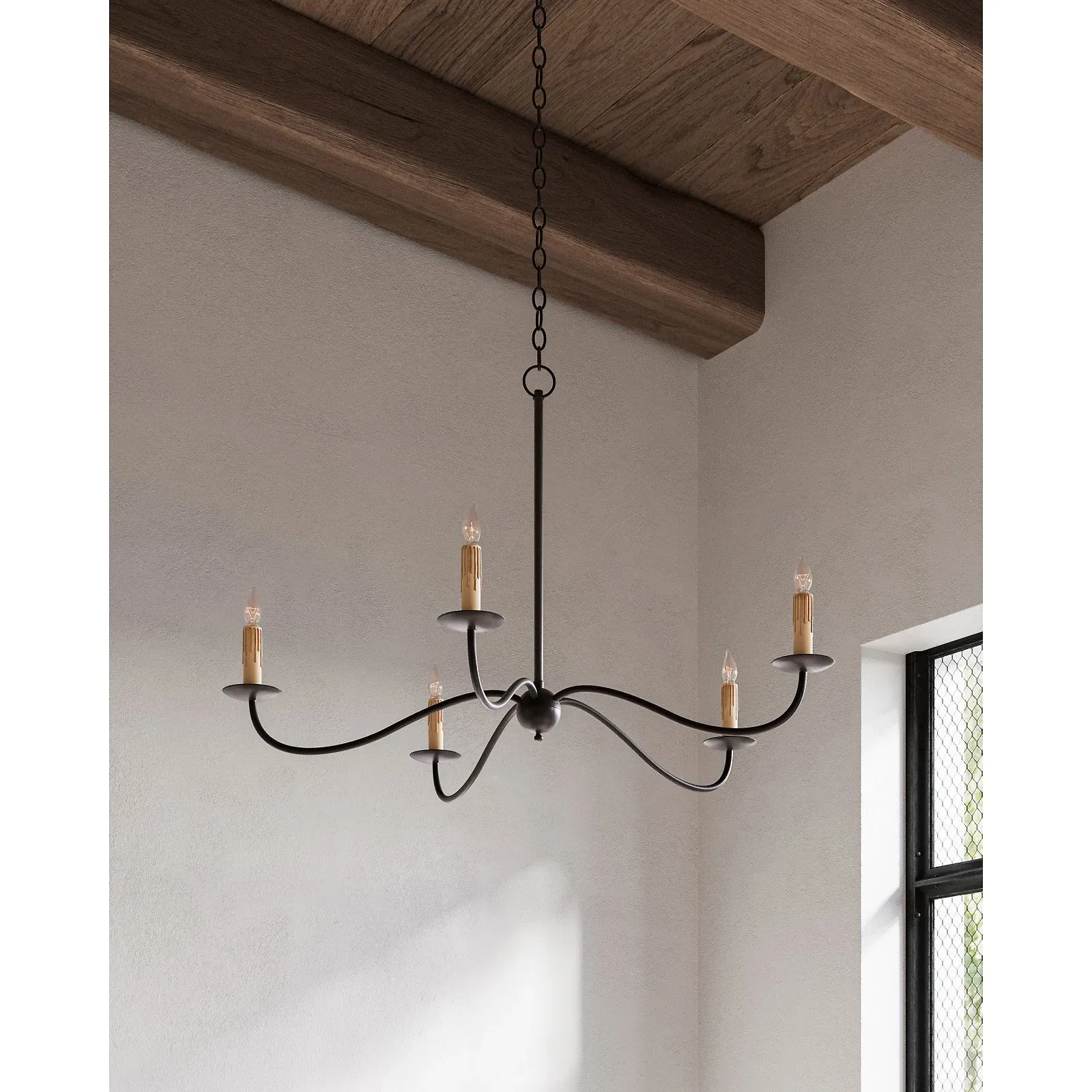 Aelle Small Candle Style Chandelier - Black, Wrought Iron