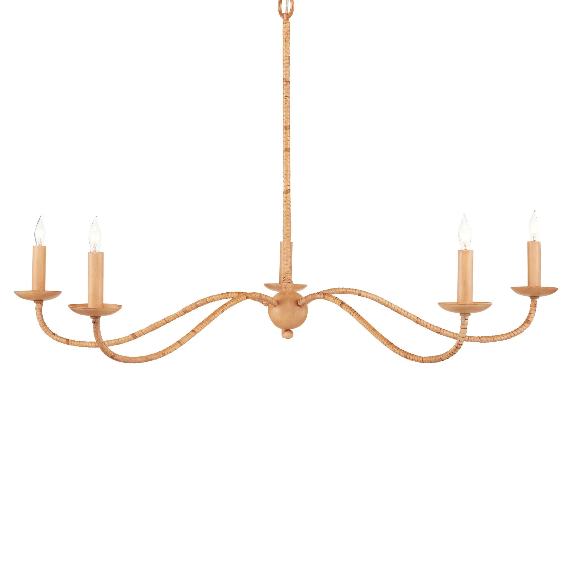 Aelle Small Candle Style Chandelier - Brown, Rattan