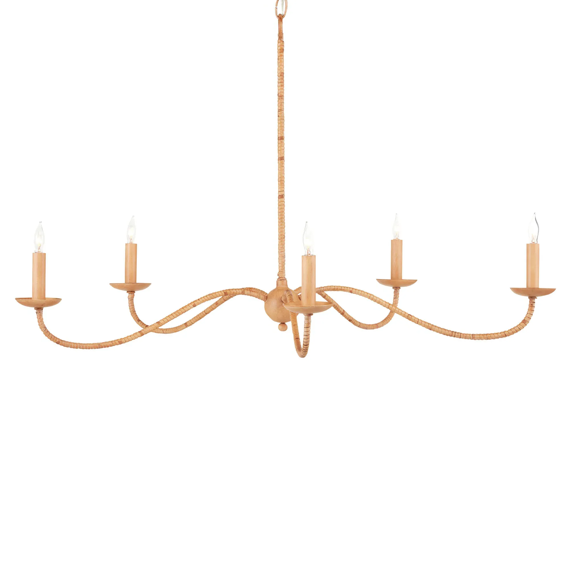 Aelle Small Candle Style Chandelier - Brown, Rattan