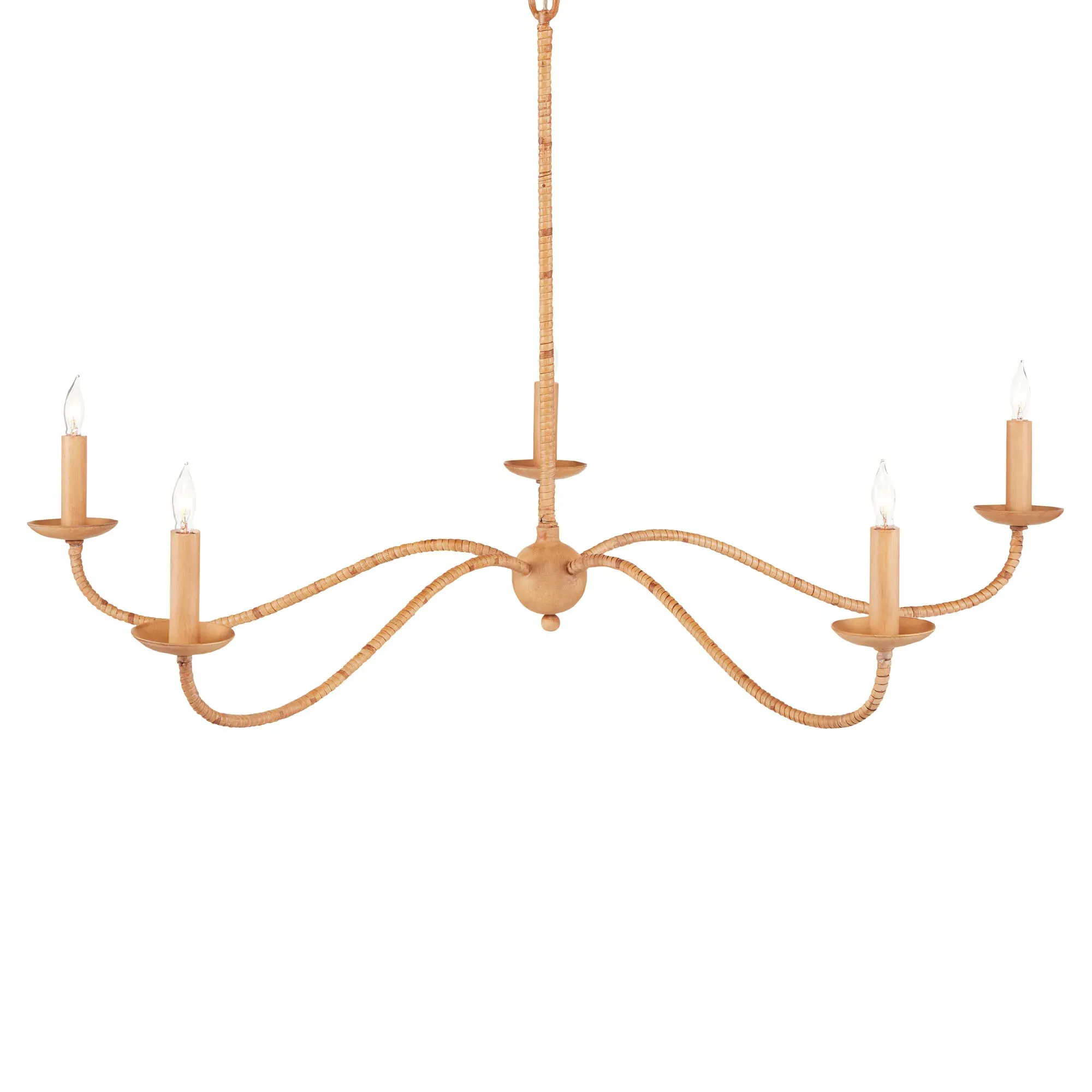 Aelle Small Candle Style Chandelier - Brown, Rattan