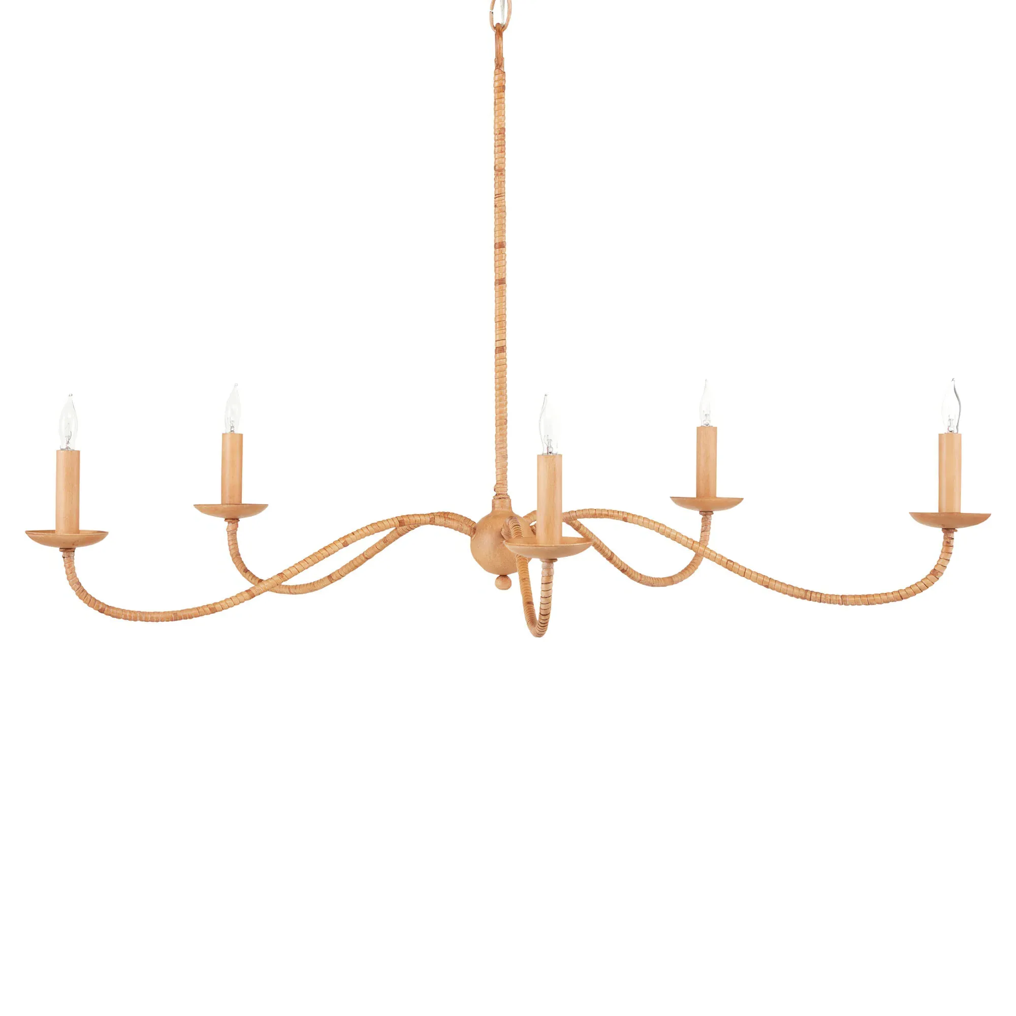 Aelle Small Candle Style Chandelier - Brown, Rattan