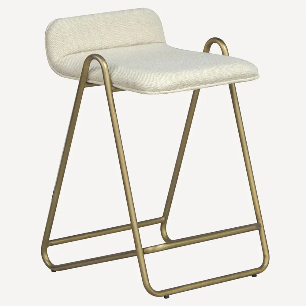 Agata Counter Stool - Cream, Antique Brass