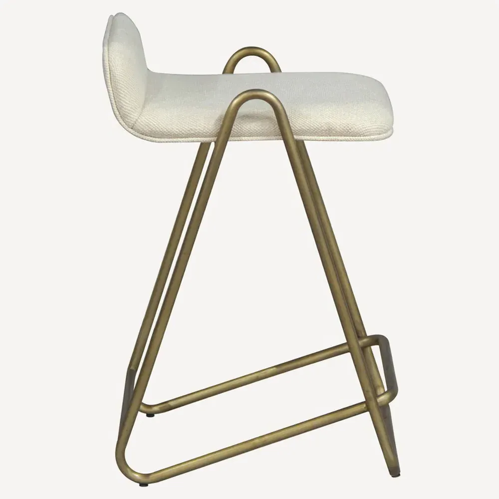 Agata Counter Stool - Cream, Antique Brass