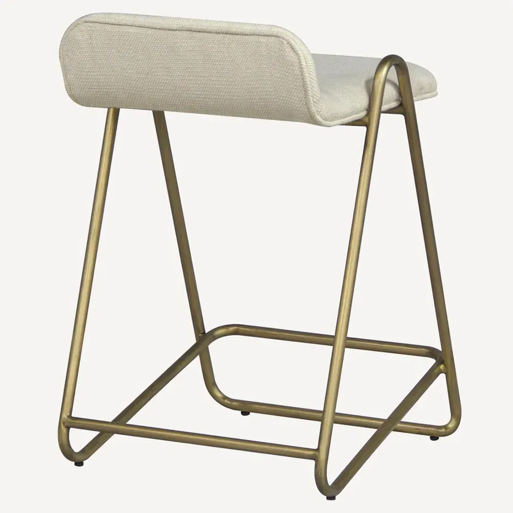 Agata Counter Stool - Cream, Antique Brass