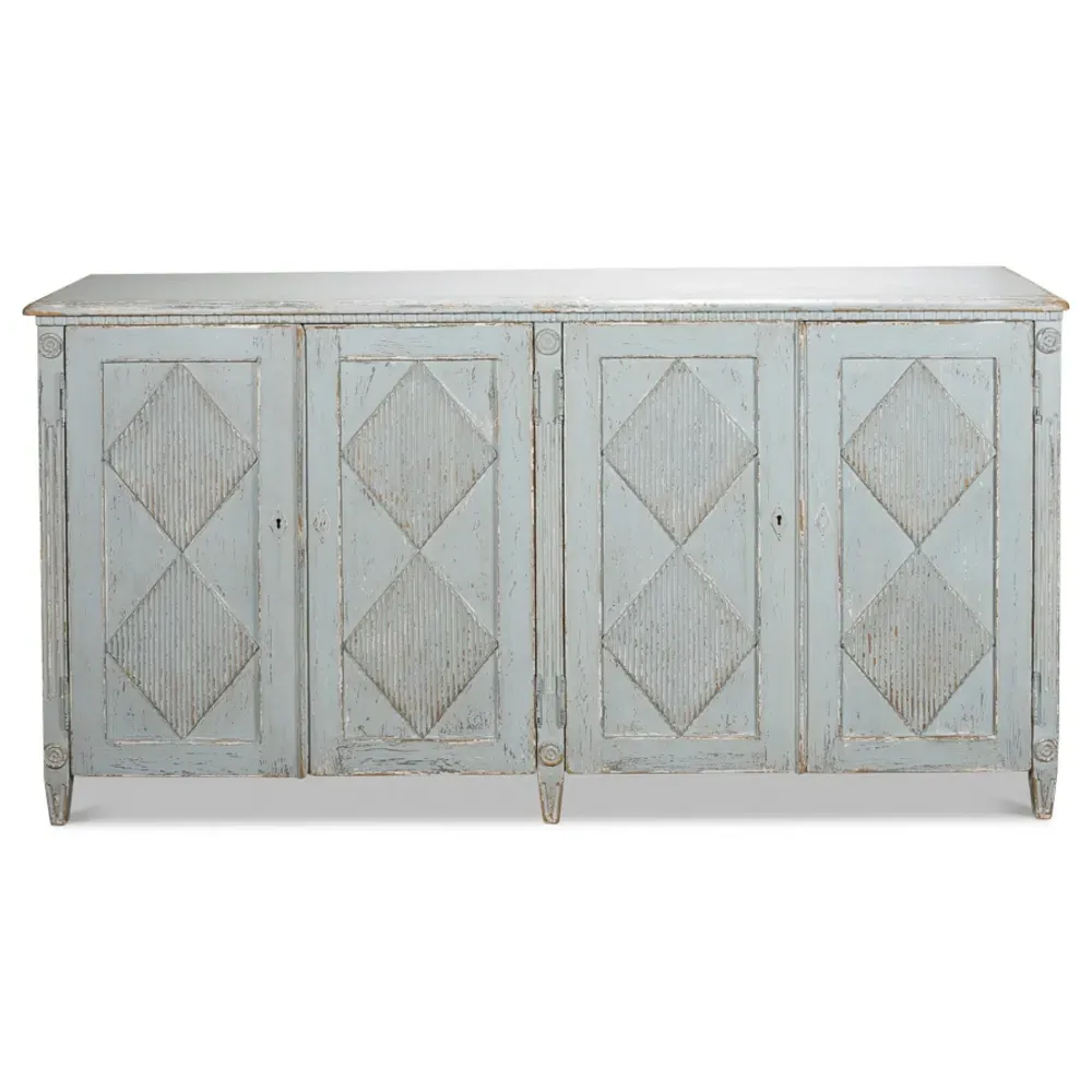 Agatha Reclaimed Wood Door Sideboard - Blue, Pine