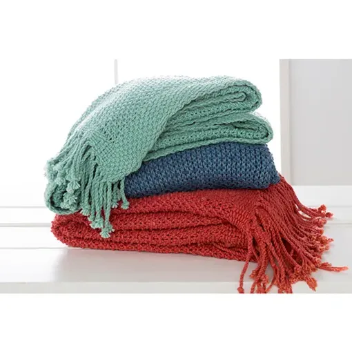 Agatha Woven Throw Blanket - Blue, Cotton