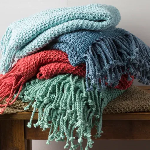 Agatha Woven Throw Blanket - Blue, Cotton