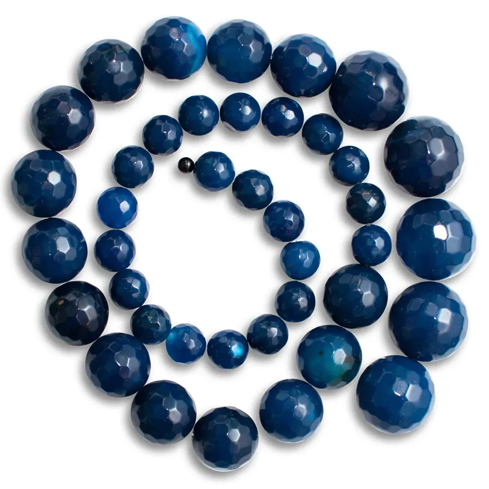 Aiden Large Beads Chandelier - Navy Agate, Nickel