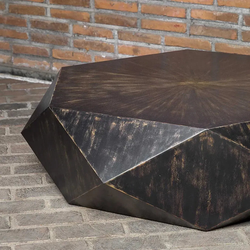 Aiden Round Coffee Table - Black, Mango Veneer