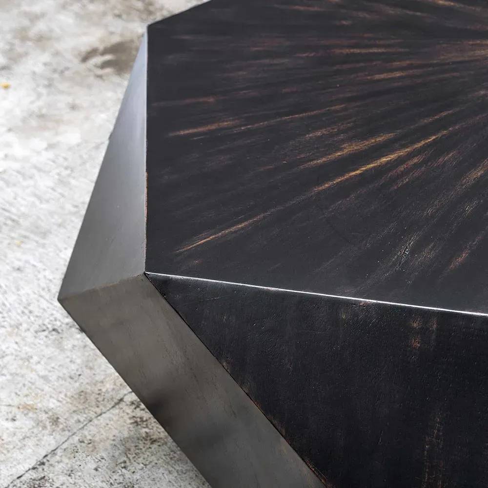 Aiden Round Coffee Table - Black, Mango Veneer