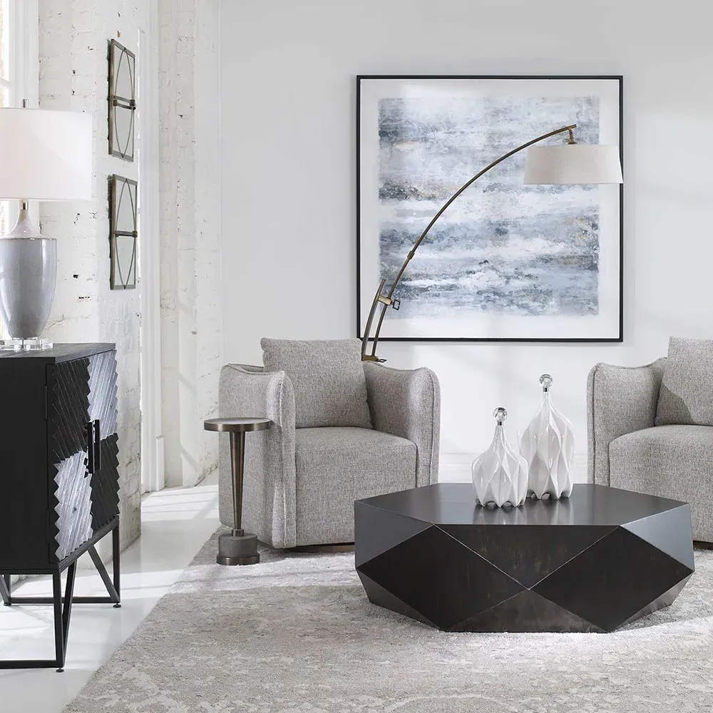 Aiden Round Coffee Table - Black, Mango Veneer