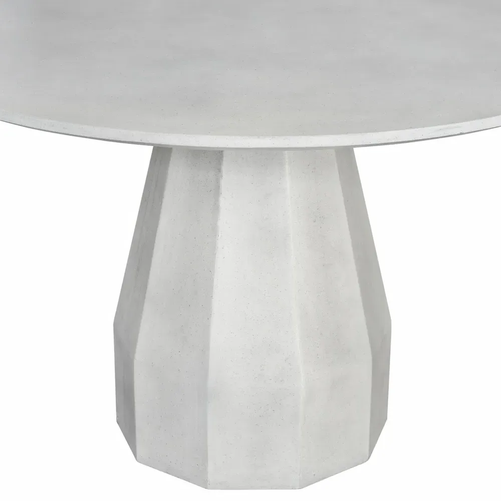 Aiden Round Pedestal Outdoor Dining Table - White, Concrete
