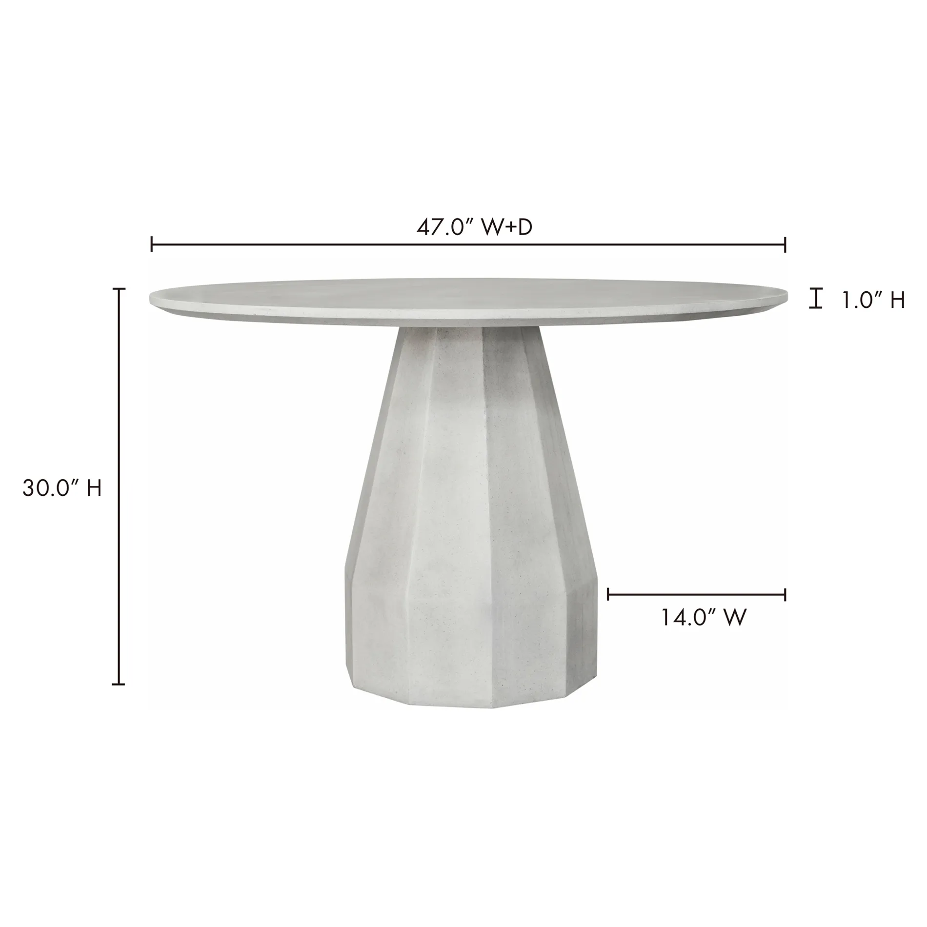 Aiden Round Pedestal Outdoor Dining Table - White, Concrete