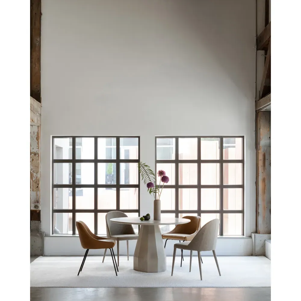 Aiden Round Pedestal Outdoor Dining Table - White, Concrete