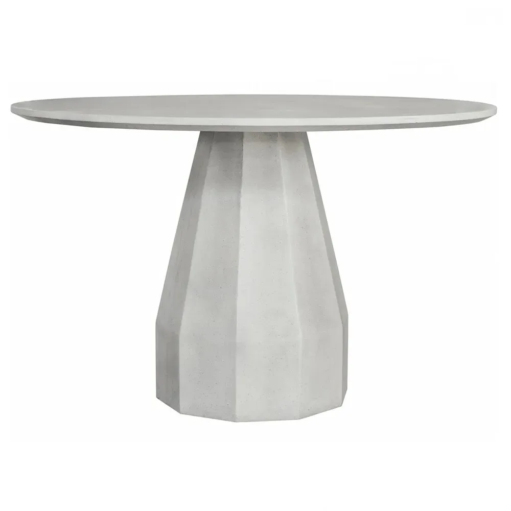 Aiden Round Pedestal Outdoor Dining Table - White, Concrete