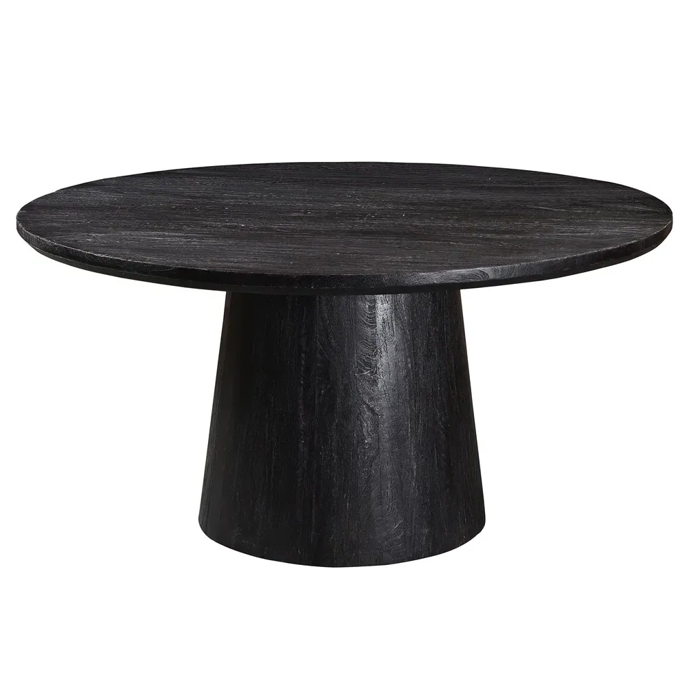Aifeco Round Pedestal Dining Table - Black, Mango Wood