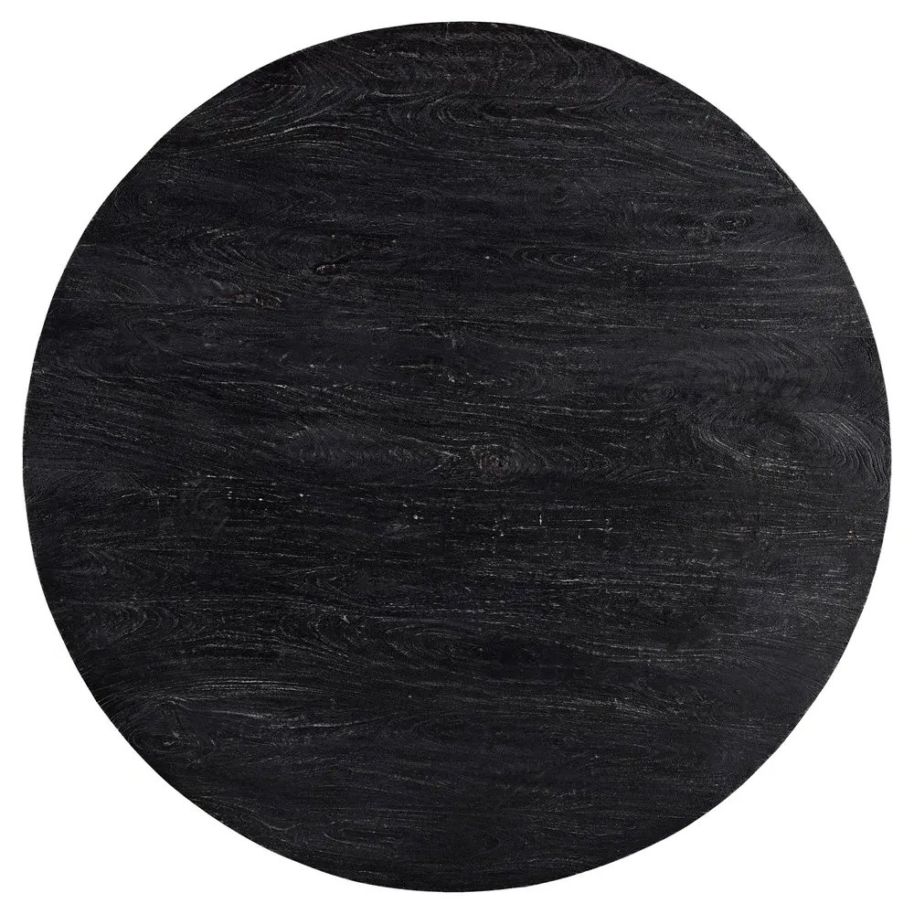 Aifeco Round Pedestal Dining Table - Black, Mango Wood