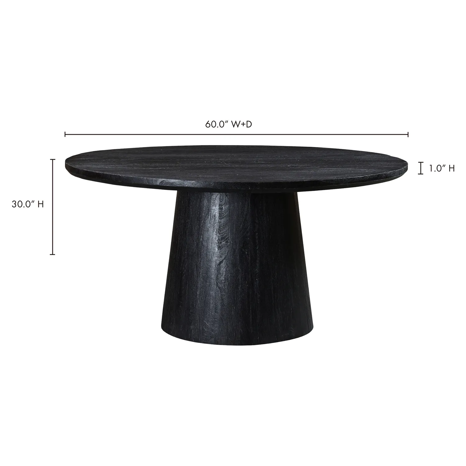 Aifeco Round Pedestal Dining Table - Black, Mango Wood