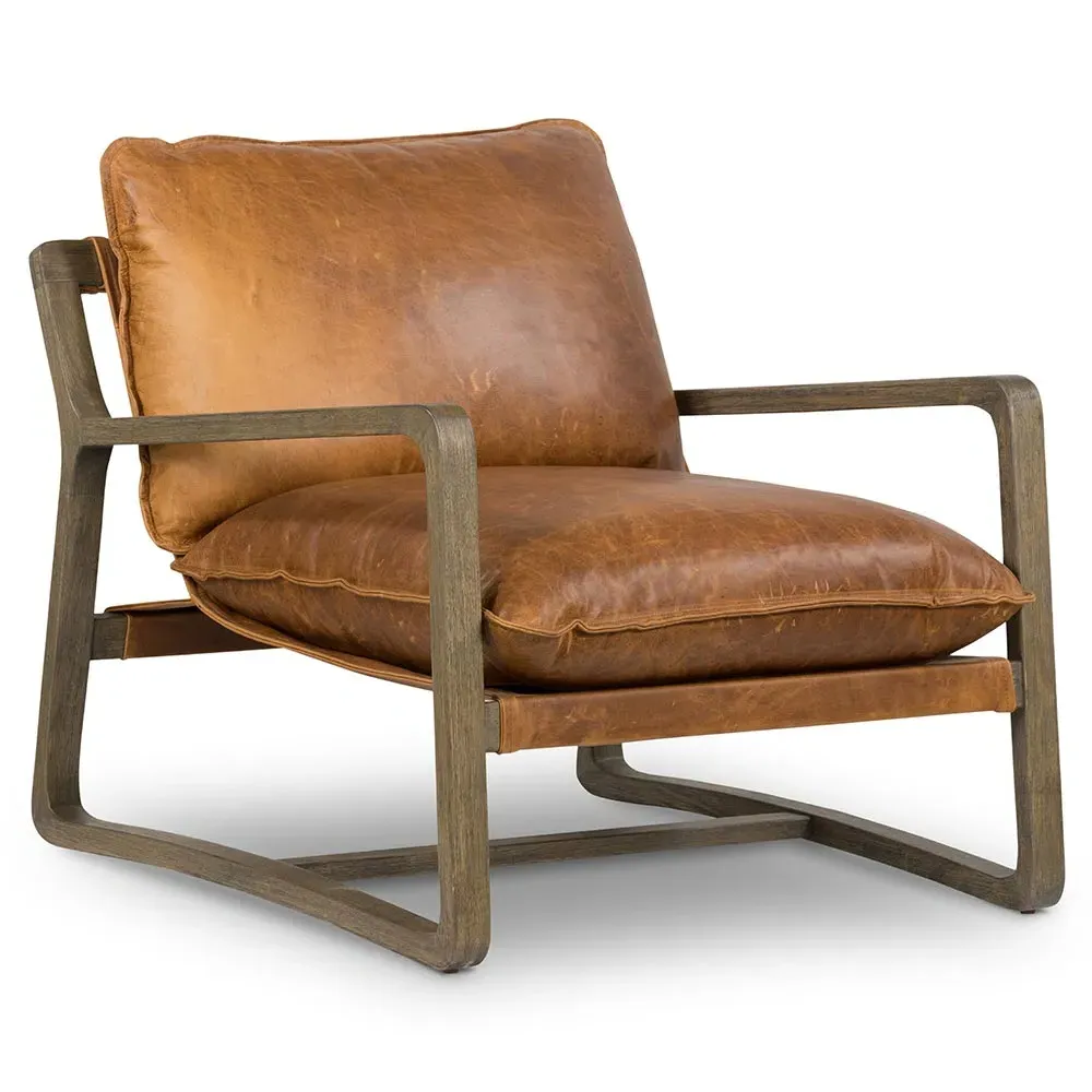 Ailyn Upholstered Arm Chair - Brown, Leather