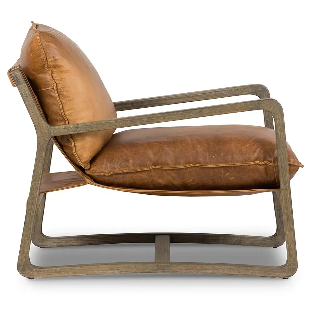 Ailyn Upholstered Arm Chair - Brown, Leather