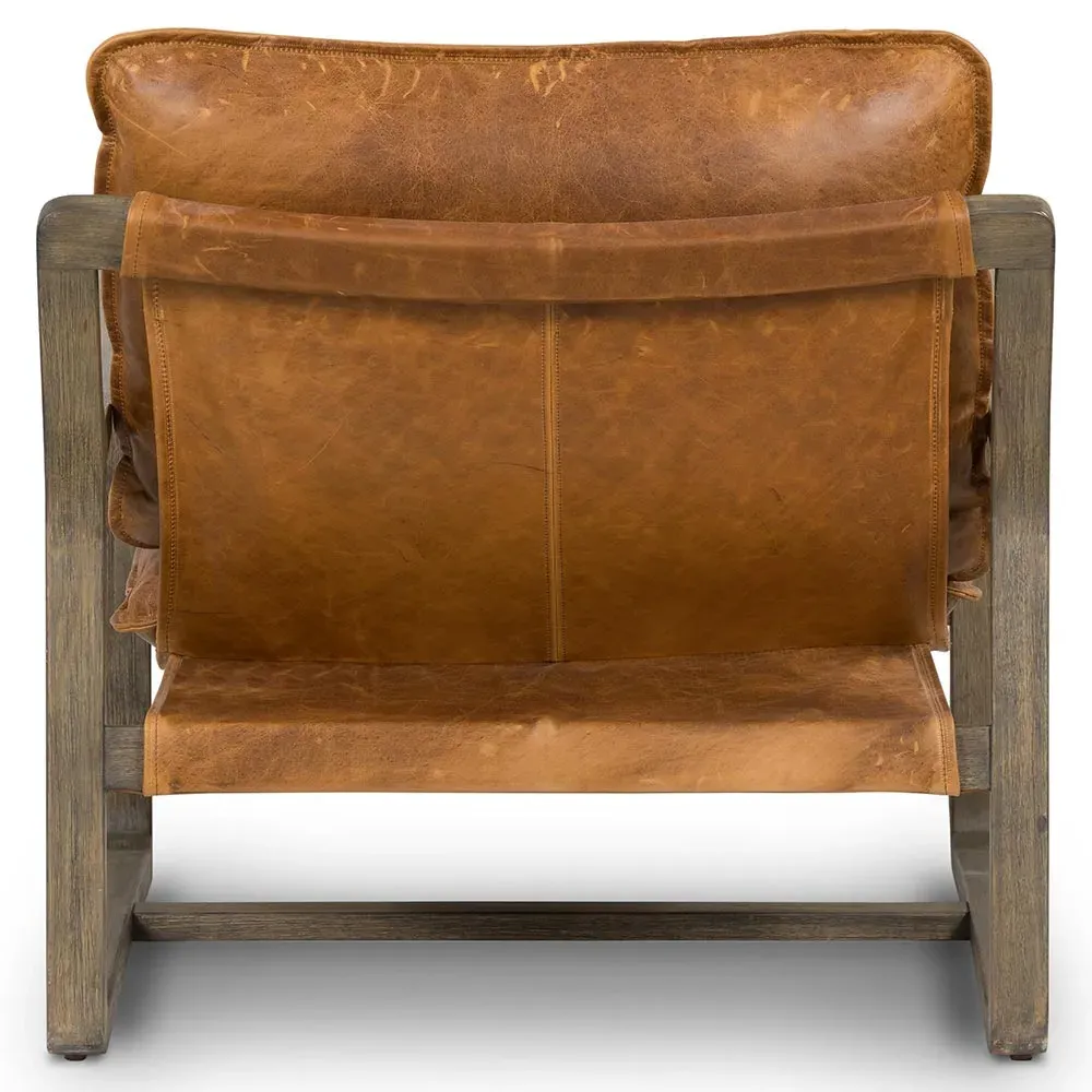 Ailyn Upholstered Arm Chair - Brown, Leather