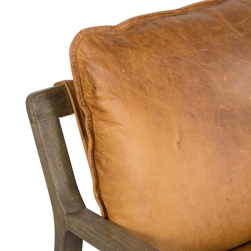 Ailyn Upholstered Arm Chair - Brown, Leather