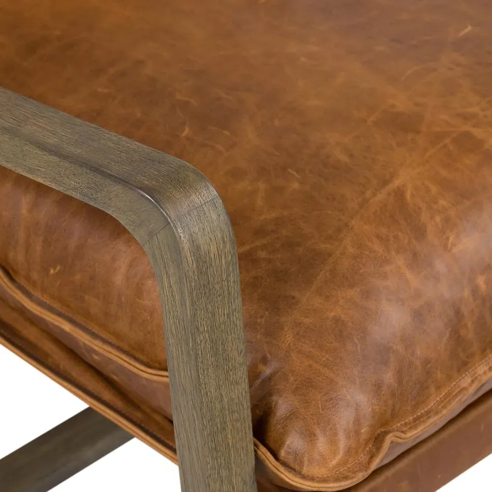 Ailyn Upholstered Arm Chair - Brown, Leather