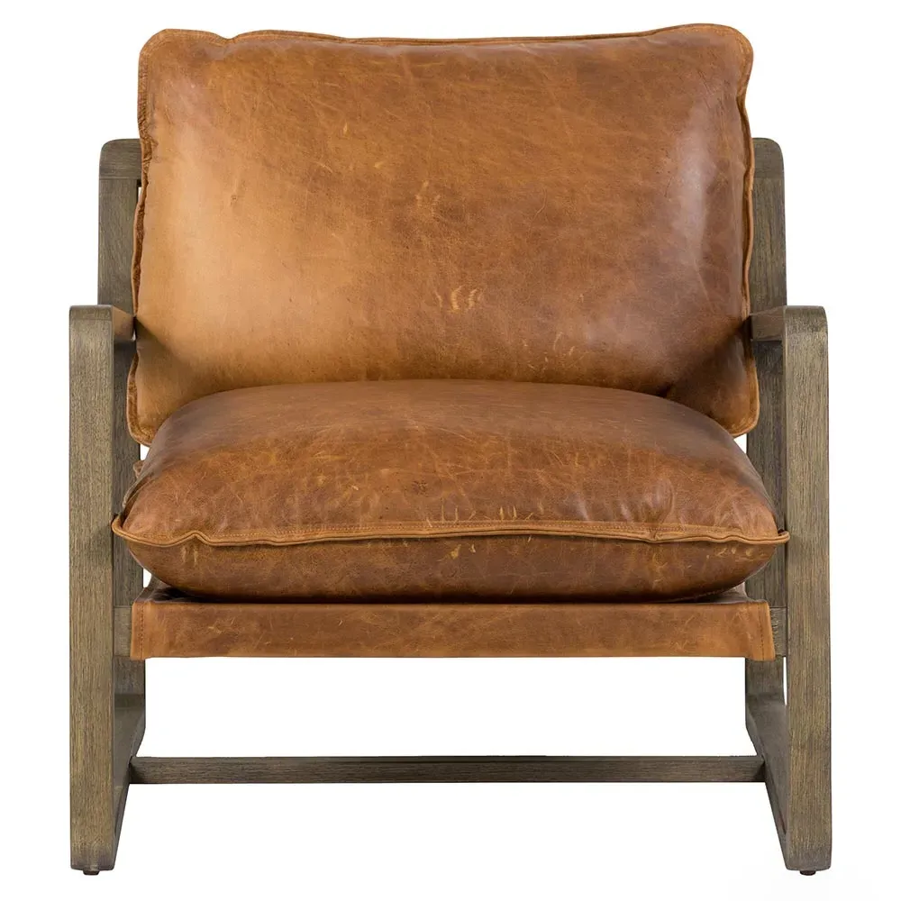 Ailyn Upholstered Arm Chair - Brown, Leather