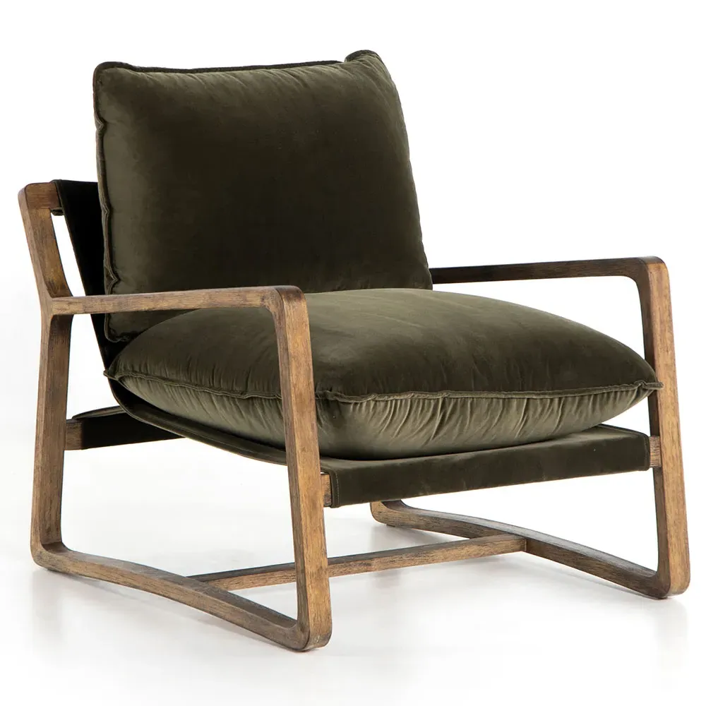 Ailyn Upholstered Arm Chair - Green, Parawood