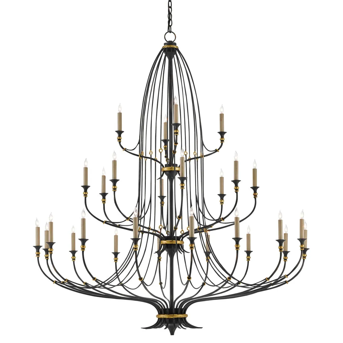 Ainsworth 3 Tier Wrought Iron Chandelier - Black