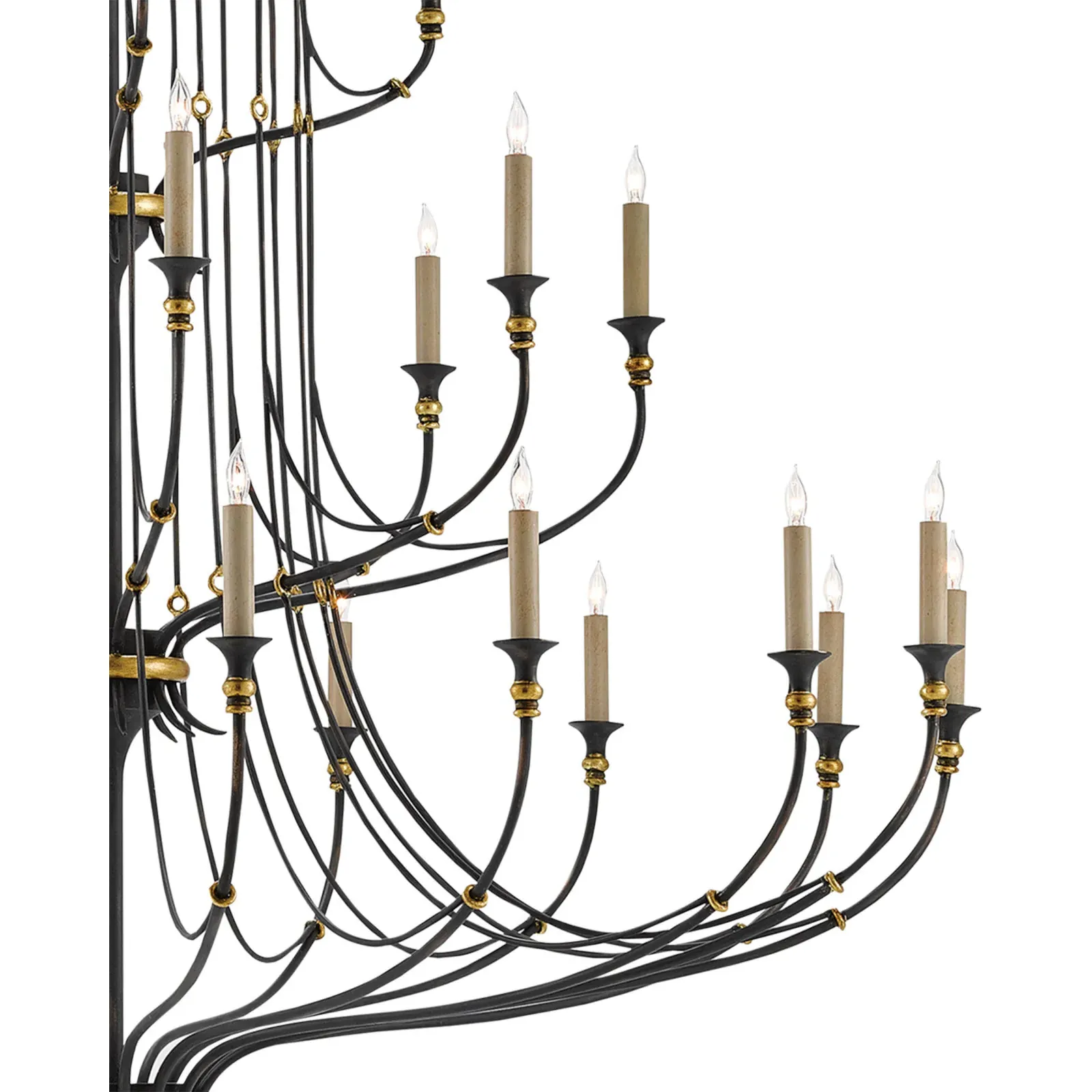 Ainsworth 3 Tier Wrought Iron Chandelier - Black