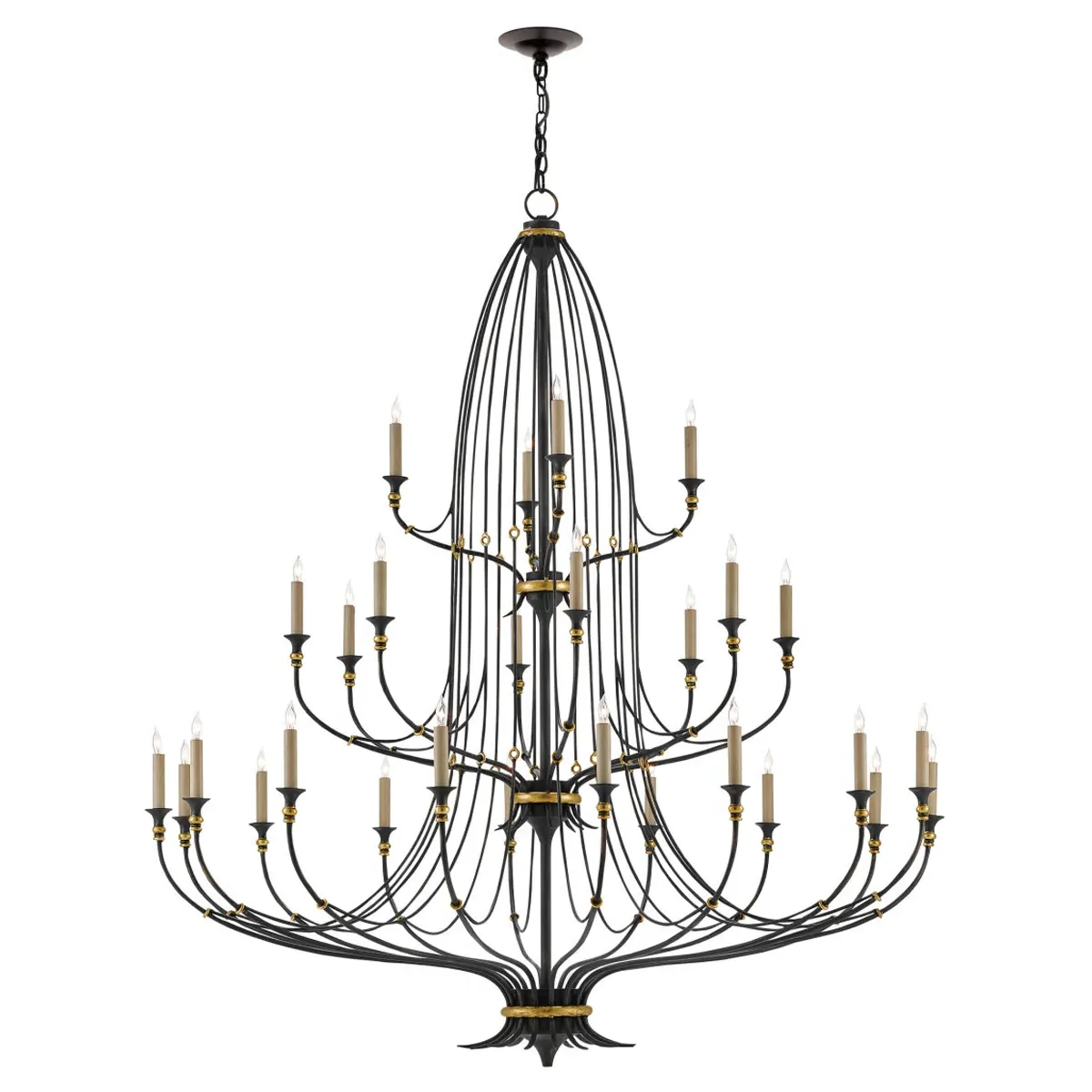 Ainsworth 3 Tier Wrought Iron Chandelier - Black image