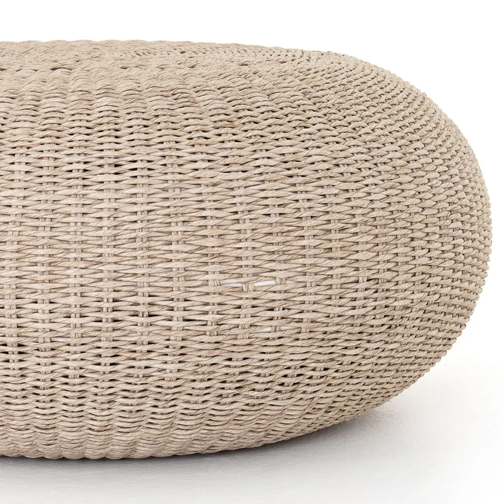 Airah Round Outdoor Coffee Table - White Wash, Wicker