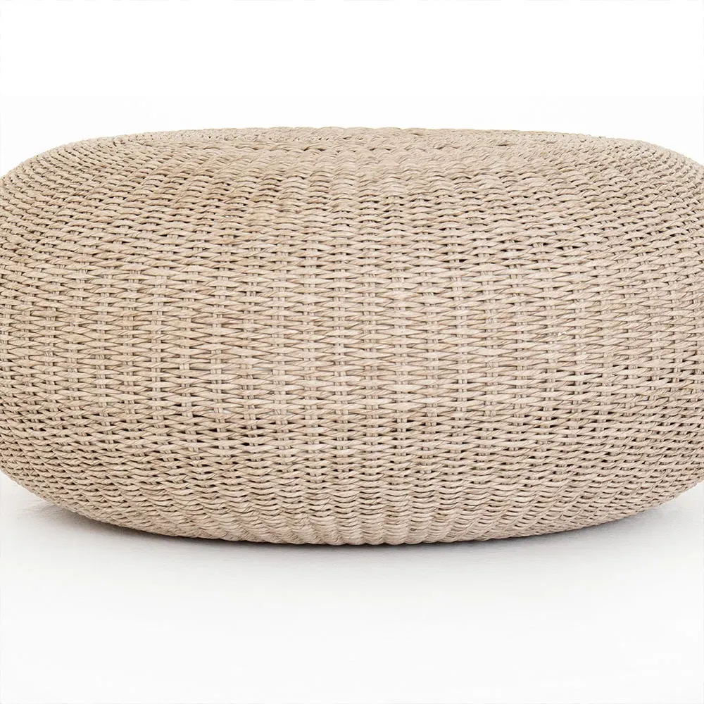 Airah Round Outdoor Coffee Table - White Wash, Wicker