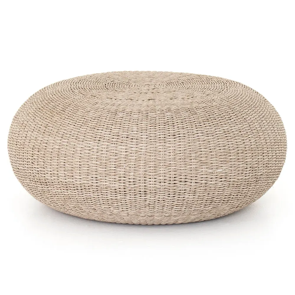 Airah Round Outdoor Coffee Table - White Wash, Wicker image