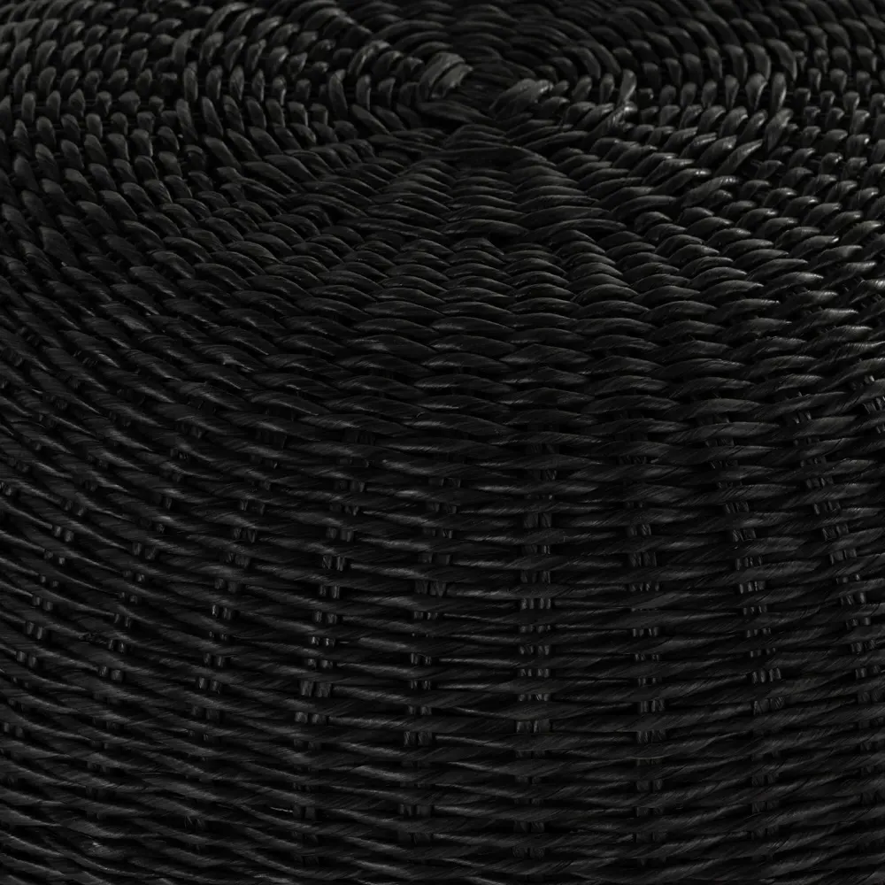 Airah Round Outdoor Ottoman - Black, Wicker