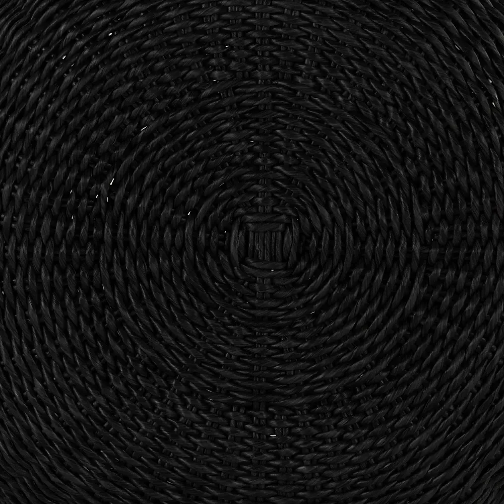 Airah Round Outdoor Ottoman - Black, Wicker