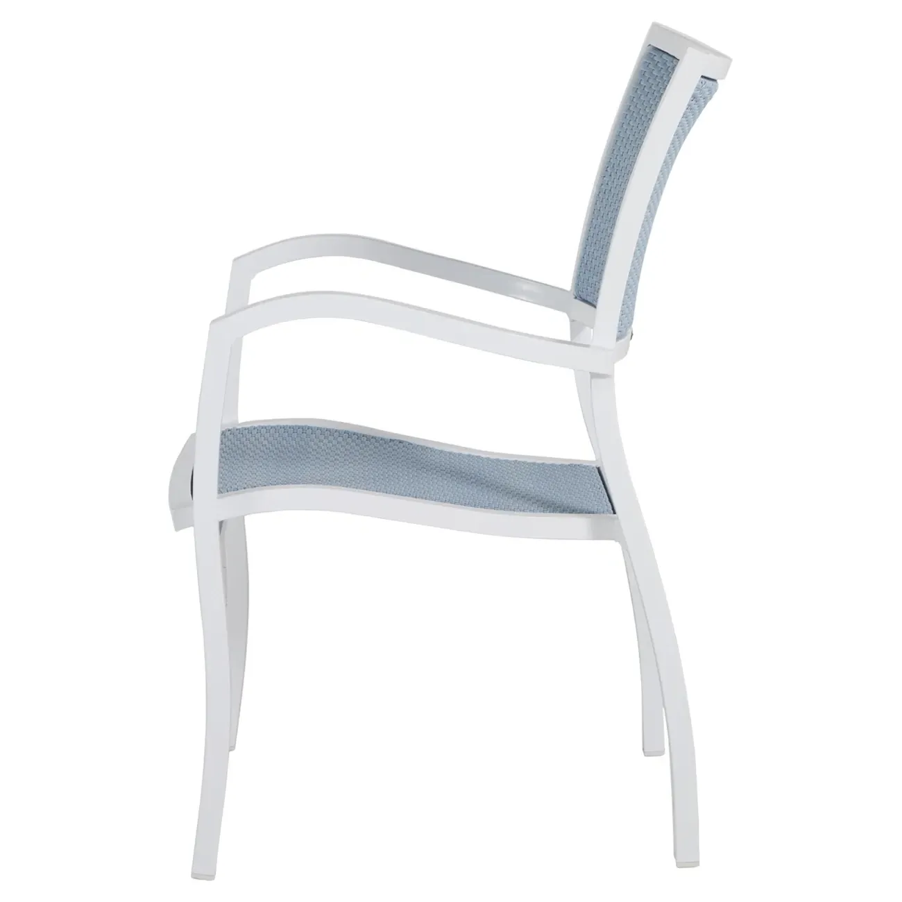 Aire Coastal Chambray Outdoor Dining Arm Chair - Blue, Wicker