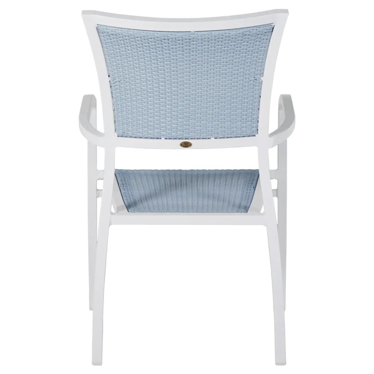 Aire Coastal Chambray Outdoor Dining Arm Chair - Blue, Wicker