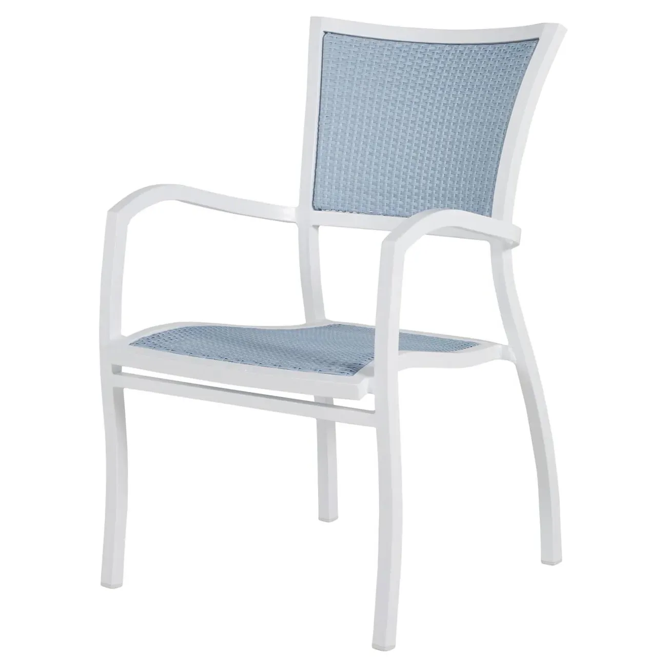 Aire Coastal Chambray Outdoor Dining Arm Chair - Blue, Wicker