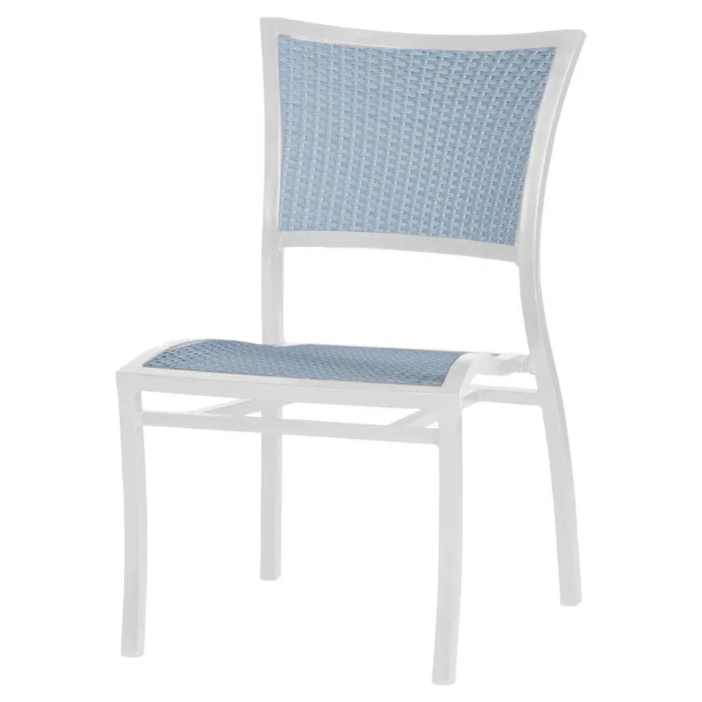Aire Coastal Chambray Outdoor Dining Side Chair - Blue, Wicker image