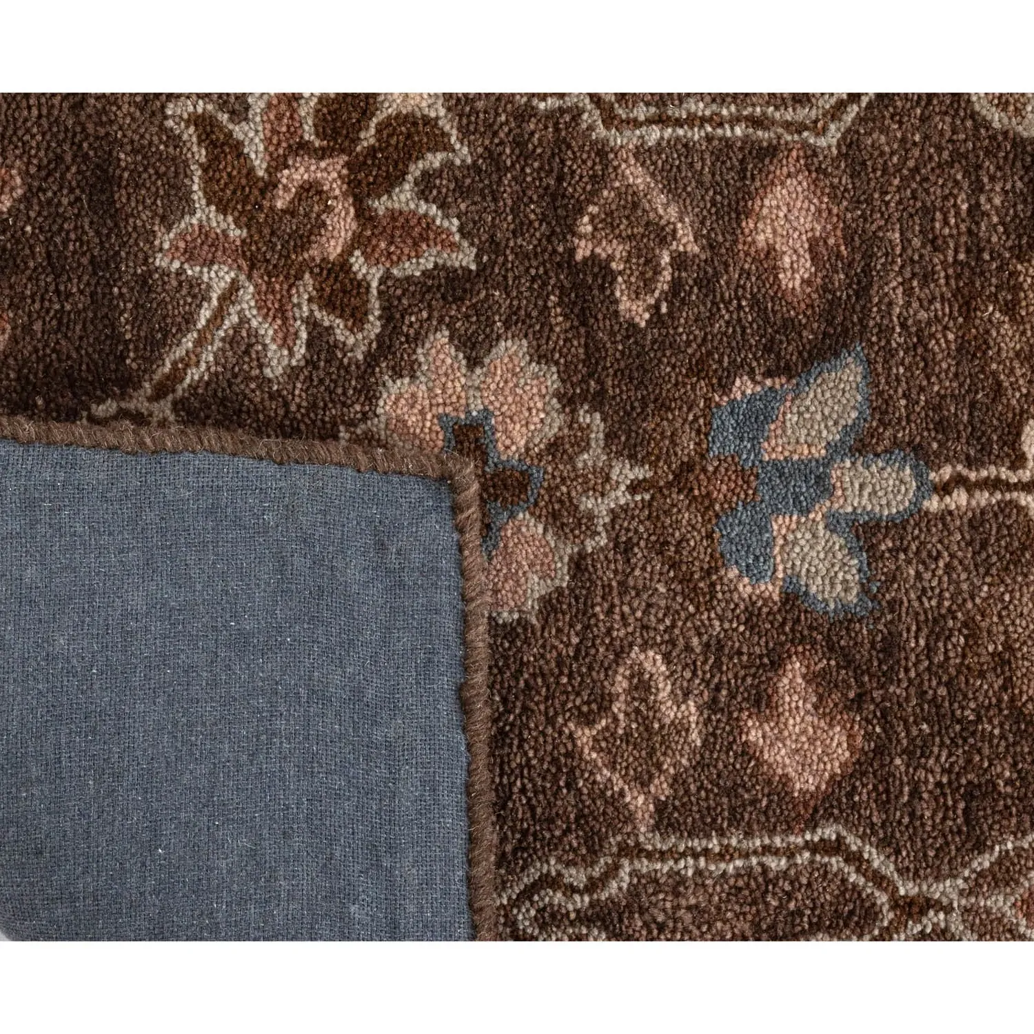 Aisley Floral Patterned Rug - Brown, Wool