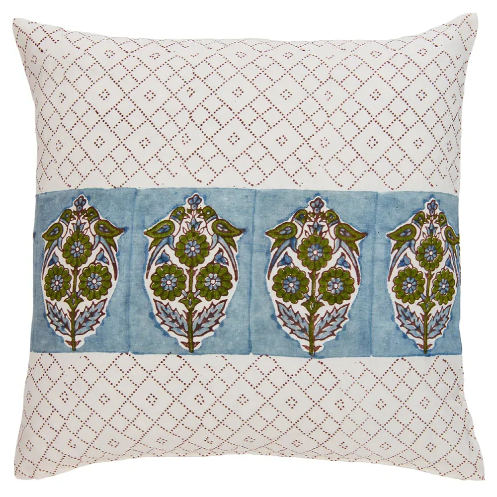 Akira Square Throw Pillow Cover - Blue, Linen