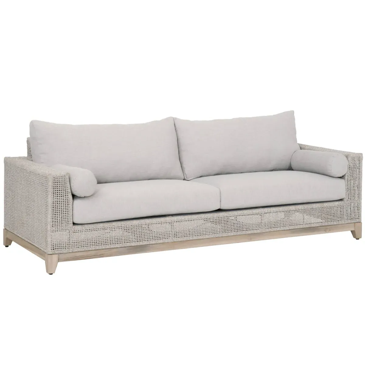 Alaina 90" Outdoor Sofa with Cushions - Grey, Teak