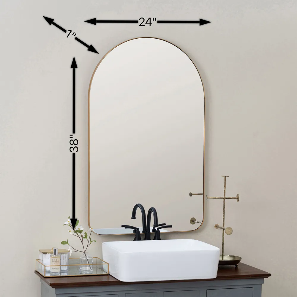 Alaina Arch Wall Mirror - Gold, Metal