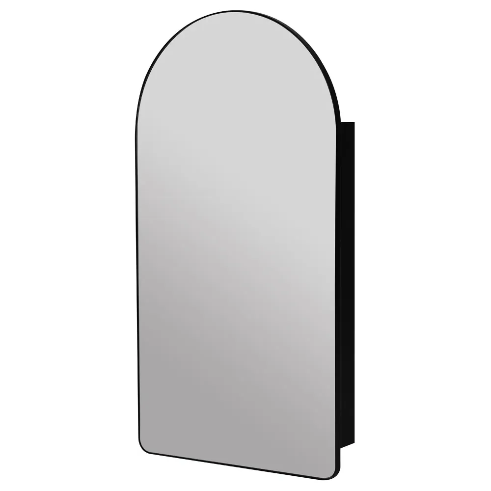 Alaina Arched Medicine Cabinet Mirror - Black, Metal