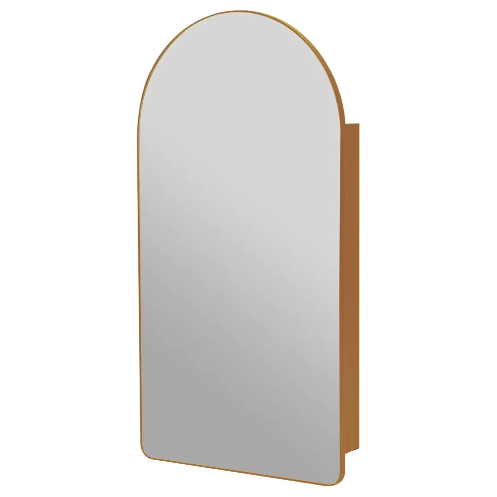 Alaina Arched Medicine Cabinet Mirror - Gold, Metal